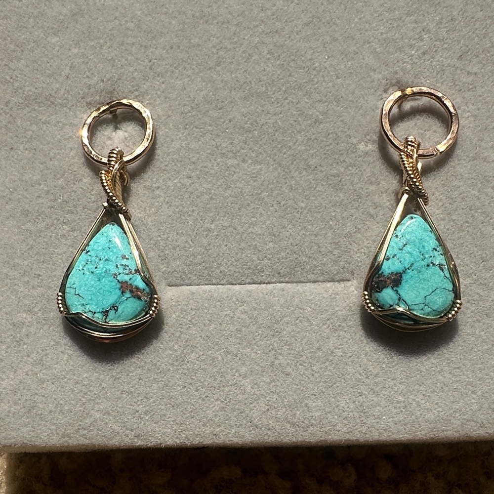 14k Gold filled turquoise chip backed earrings